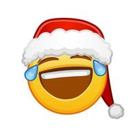 Kerstmis gezicht met tranen van vreugde groot grootte van geel emoji glimlach vector