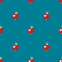 vector patroon met rood klein appels in een vlak stijl Aan een blauw achtergrond. patroon met appels voor stoffen, verpakking, ontwerp, stoffen.