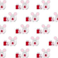 naadloos vector Kerstmis patroon met muizen, geschenken.vector illustratie voor het drukken Aan kleding stof en papier