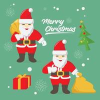 reeks van Kerstmis de kerstman claus met Kerstmis boom en geschenk doos vector illustratie eps 10