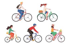 mensen rijden fietsen vector beeld