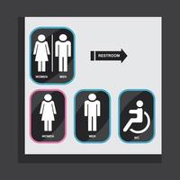toilet vector pictogrammen set, mannetje of vrouw toilet wc