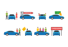 Carpool Icons Vector