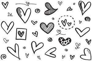 doodle harten, met de hand getekende liefde harten. vectorillustratie. vector