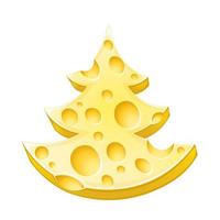 Kerstmis boom vorm stuk van geel kaas met gaten. vector