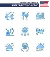 9 blauw tekens voor Verenigde Staten van Amerika onafhankelijkheid dag Amerikaans veer brug Adobe toerisme bewerkbare Verenigde Staten van Amerika dag vector ontwerp elementen