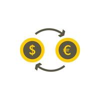 euro dollar euro uitwisseling icoon, vlak stijl vector