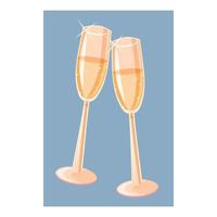 twee Champagne bril icoon, tekenfilm stijl vector