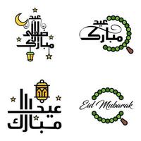 mooi verzameling van 4 Arabisch schoonschrift geschriften gebruikt in Gefeliciteerd groet kaarten Aan de gelegenheid van Islamitisch vakantie zo net zo religieus vakantie eid mubarak gelukkig eid vector