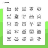reeks van stad leven lijn icoon reeks 25 pictogrammen vector minimalisme stijl ontwerp zwart pictogrammen reeks lineair pictogram pak