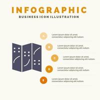 kaart navigatie plaats solide icoon infographics 5 stappen presentatie achtergrond vector