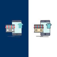 boodschappen doen kledingstukken kopen online winkel vlak kleur icoon vector