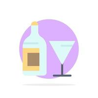 glas drinken fles wijn abstract cirkel achtergrond vlak kleur icoon vector