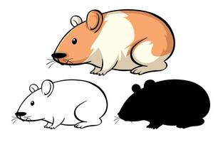 set van hamster cartoon vector