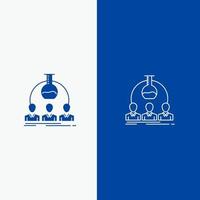 laboratorium laboratorium Mens experiment wetenschapper lijn en glyph solide icoon blauw banier lijn en glyph solide icoon blauw banier vector