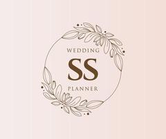 ss initialen brief bruiloft monogram logos verzameling, hand- getrokken modern minimalistisch en bloemen Sjablonen voor uitnodiging kaarten, opslaan de datum, elegant identiteit voor restaurant, boetiek, cafe in vector