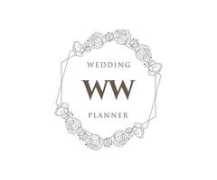 ww initialen brief bruiloft monogram logos verzameling, hand- getrokken modern minimalistisch en bloemen Sjablonen voor uitnodiging kaarten, opslaan de datum, elegant identiteit voor restaurant, boetiek, cafe in vector