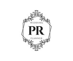 pr initialen brief bruiloft monogram logos verzameling, hand- getrokken modern minimalistisch en bloemen Sjablonen voor uitnodiging kaarten, opslaan de datum, elegant identiteit voor restaurant, boetiek, cafe in vector