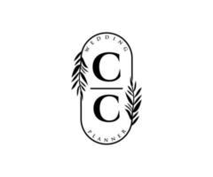 cc initialen brief bruiloft monogram logos verzameling, hand- getrokken modern minimalistisch en bloemen Sjablonen voor uitnodiging kaarten, opslaan de datum, elegant identiteit voor restaurant, boetiek, cafe in vector