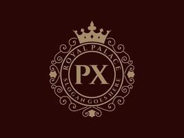 brief px antiek Koninklijk luxe Victoriaans logo met sier- kader. vector