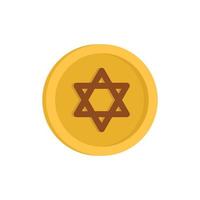 Joods goud munt icoon, vlak stijl vector