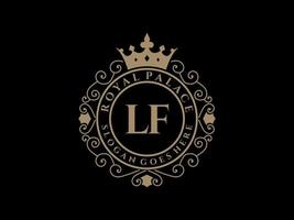 brief lf antiek Koninklijk luxe Victoriaans logo met sier- kader. vector
