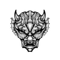 japans oni masker duivel hand- getrokken illustratie vector