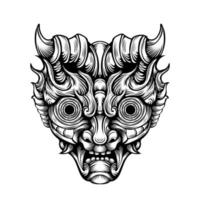 japans oni masker duivel hand- getrokken illustratie vector