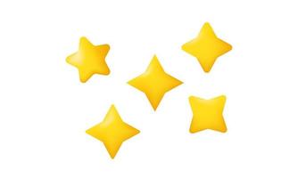 illustratie 3d icoon reeks geel sterren verschillend vormen vijf geïsoleerd Aan wit achtergrond vector