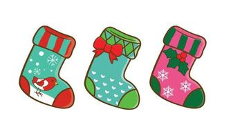 een reeks van Kerstmis sokken voor de vakantie. tekenfilm. vlak ontwerp. vector
