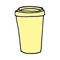 hand- getrokken koffie kop in tekening stijl - vector schetsen illustratie. koffie naar Gaan concept, meenemen drinken