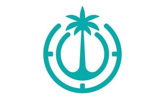 abstract palm en klok logo vector