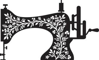 bloemen naaien machine - wijnoogst ontwerp zwart en wit. vector illustratie.