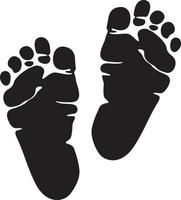 baby voetafdruk zwart en wit vector illustratie. voetstappen.