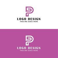 brief p of pp logo ontwerp vector