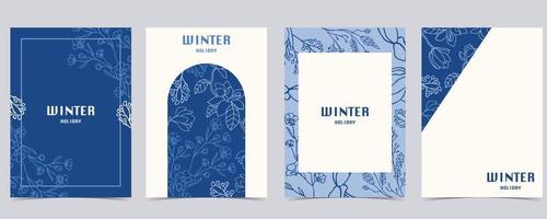 schattig winter achtergrond met blauw bloem vector