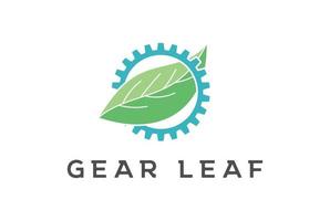 groen blad bladeren met uitrusting gog gedreven logo ontwerp vector