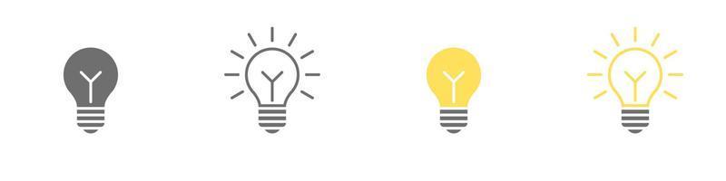 licht lamp icoon. idee symbool, logo illustratie. verschillend stijl pictogrammen set. vector illustratie