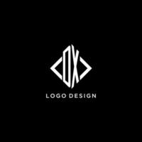 dx eerste monogram met ruit vorm logo ontwerp vector