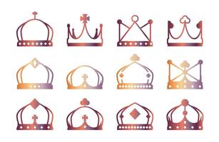 Lineart Crown Icons vector
