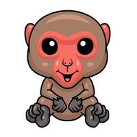 schattig weinig Japans makaak tekenfilm zittend vector