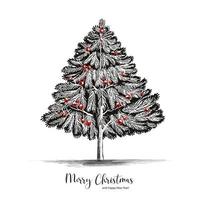 decoratief hand- trek schetsen Kerstmis boom viering kaart achtergrond vector