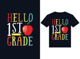 Hallo 1e rang illustraties voor drukklare t-shirts ontwerp vector