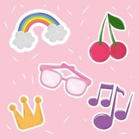 schattige kawaii stickerset vector