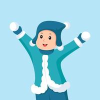 schattig weinig jongen Bij winter karakter ontwerp illustratie vector