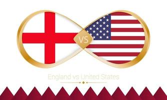 Engeland versus Verenigde staten gouden icoon voor Amerikaans voetbal 2022 wedstrijd. vector