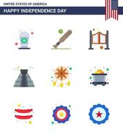 9 Verenigde Staten van Amerika vlak tekens onafhankelijkheid dag viering symbolen van versiering Amerikaans Verenigde Staten van Amerika mijlpaal western bewerkbare Verenigde Staten van Amerika dag vector ontwerp elementen