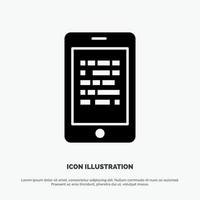 mobiel lezen gegevens beveiligen e aan het leren solide glyph icoon vector