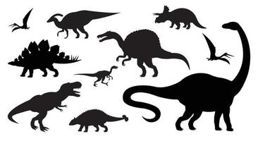 vector reeks van dinosaurussen silhouet