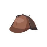 detective Sherlock Holmes hoed icoon, tekenfilm stijl vector